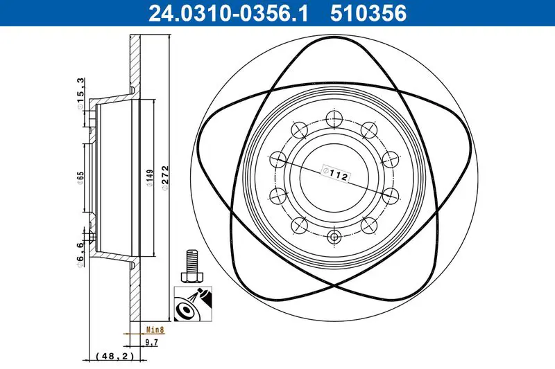 Handler.Part Brake disc ATE 24031003561 1