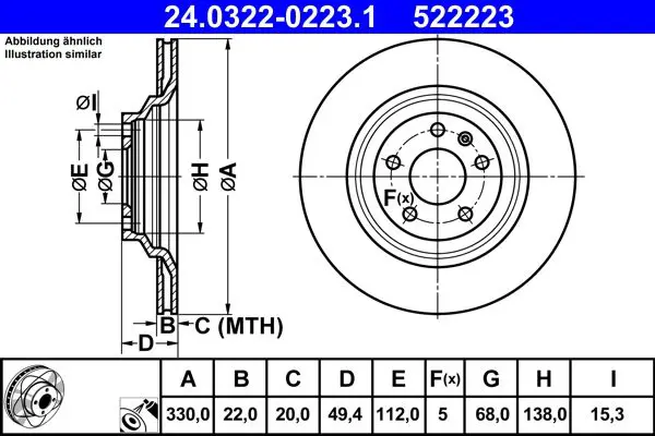 Handler.Part Brake disc ATE 24032202231 1