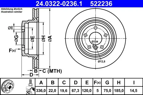 Handler.Part Brake disc ATE 24032202361 1