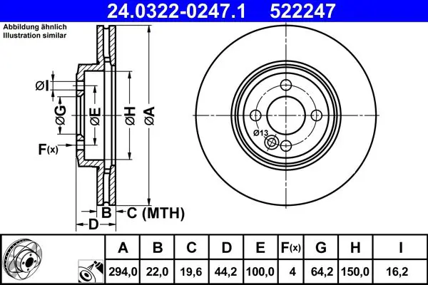 Handler.Part Brake disc ATE 24032202471 1