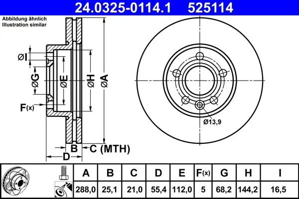 Handler.Part Brake disc ATE 24032501141 1