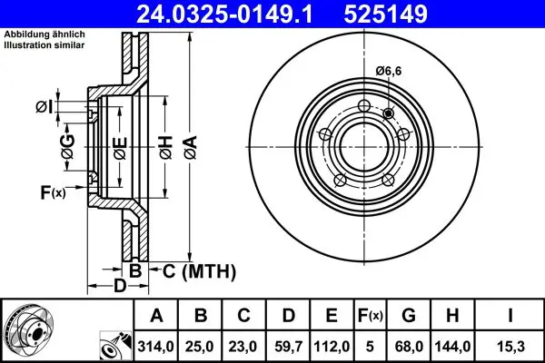 Handler.Part Brake disc ATE 24032501491 1