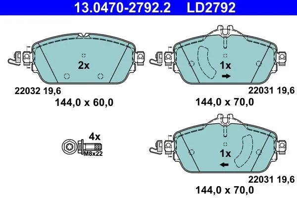 Handler.Part Brake pad set, disc brake ATE 13047027922 1