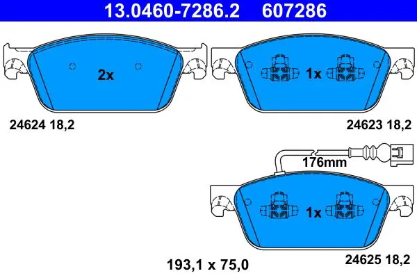 Handler.Part Brake pad set, disc brake ATE 13046072862 1