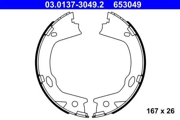 Handler.Part Brake shoe set, parking brake ATE 03013730492 1