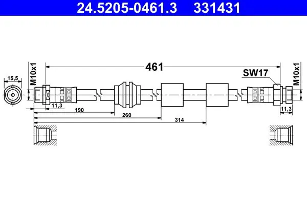 Handler.Part Brake hose ATE 24520504613 1