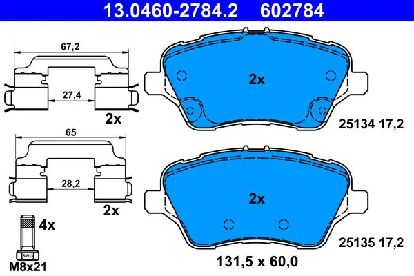 Handler.Part Brake pad set, disc brake ATE 13046027842 1