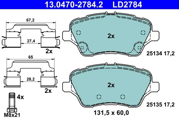 Handler.Part Brake pad set, disc brake ATE 13047027842 1