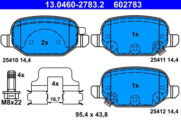 Handler.Part Brake pad set, disc brake ATE 13046027832 1