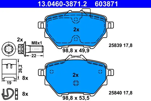 Handler.Part Brake pad set, disc brake ATE 13046038712 1