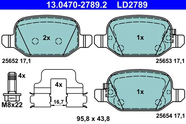 Handler.Part Brake pad set, disc brake ATE 13047027892 1