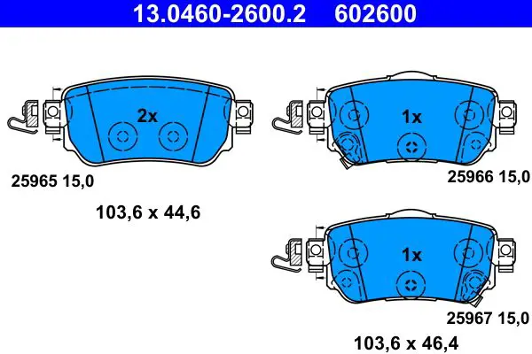 Handler.Part Brake pad set, disc brake ATE 13046026002 1