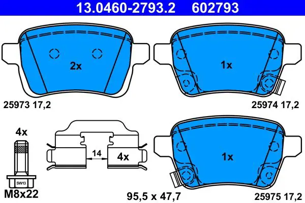 Handler.Part Brake pad set, disc brake ATE 13046027932 1