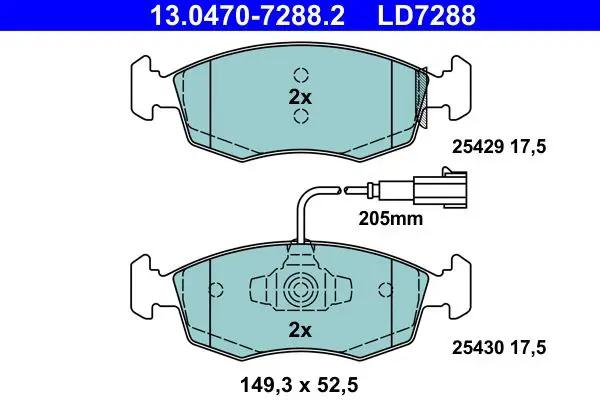 Handler.Part Brake pad set, disc brake ATE 13047072882 1