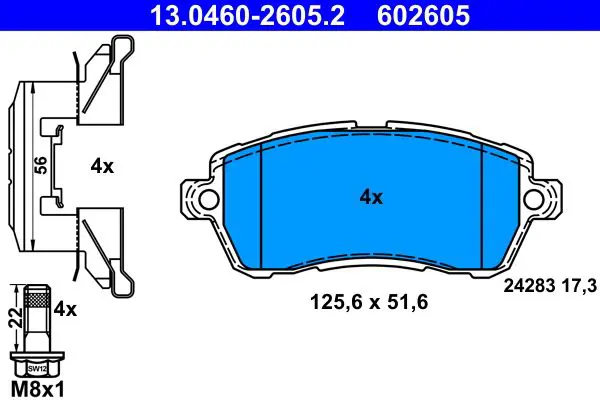 Handler.Part Brake pad set, disc brake ATE 13046026052 1