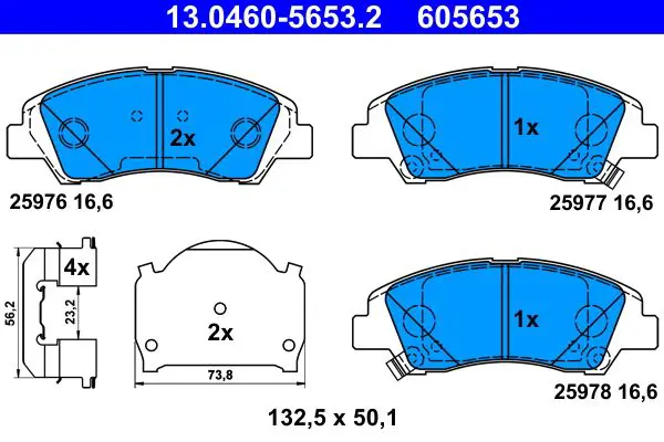 Handler.Part Brake Pad Set, disc brake ATE 13046056532 1