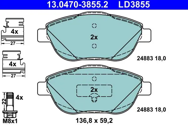 Handler.Part Brake Pad Set, disc brake ATE 13047038552 1