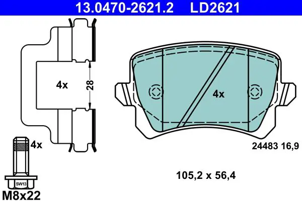 Handler.Part Brake Pad Set, disc brake ATE 13047026212 1