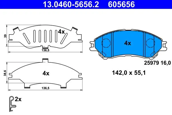 Handler.Part Brake Pad Set, disc brake ATE 13046056562 1