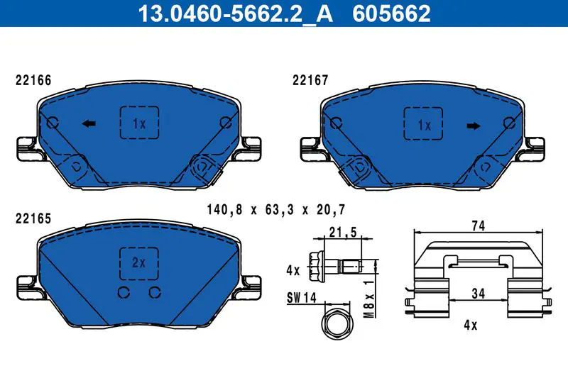 Handler.Part Brake Pad Set, disc brake ATE 13046056622 1