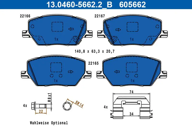 Handler.Part Brake Pad Set, disc brake ATE 13046056622 2