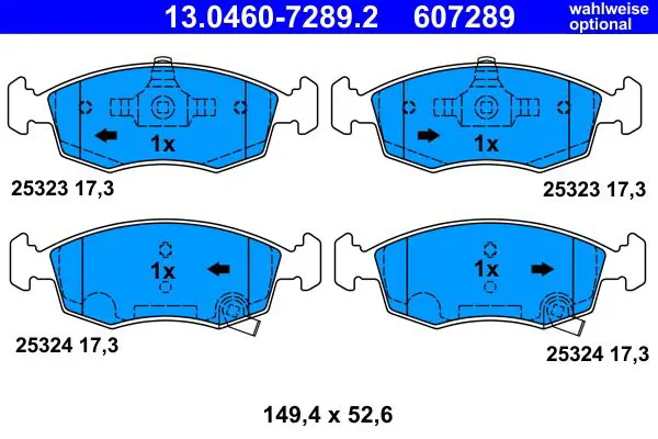 Handler.Part Brake pad set, disc brake ATE 13046072892 2