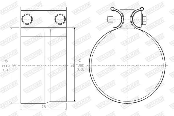 Handler.Part Clamp, exhaust system WALKER 61784 2