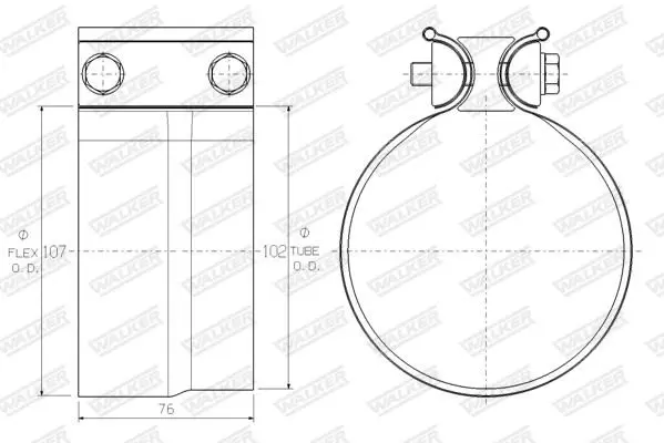 Handler.Part Clamp, exhaust system WALKER 61789 2