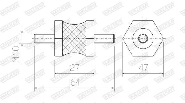 Handler.Part Rubber strip, exhaust system WALKER 84054 6