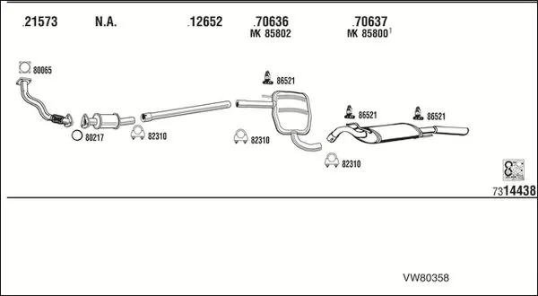 Handler.Part Exhaust system WALKER VW80358 1