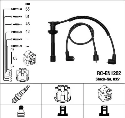 Handler.Part Ignition cable kit NGK 0351 1