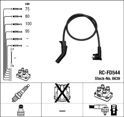 Handler.Part Ignition cable kit NGK 0639 1