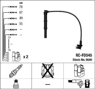 Handler.Part Ignition cable kit NGK 0640 1