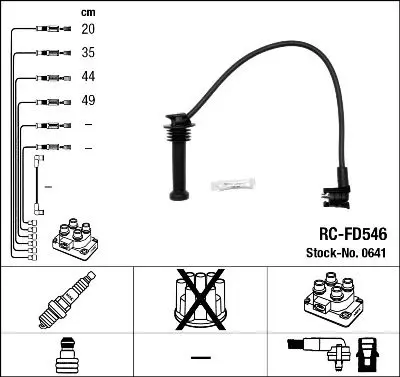 Handler.Part Ignition cable kit NGK 0641 1