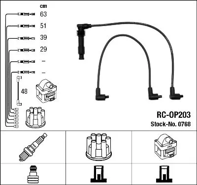 Handler.Part Ignition cable kit NGK 0768 1