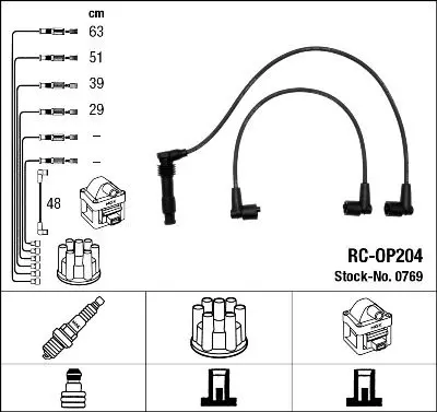 Handler.Part Ignition cable kit NGK 0769 1