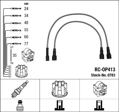 Handler.Part Ignition cable kit NGK 0783 1