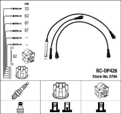 Handler.Part Ignition cable kit NGK 0796 1