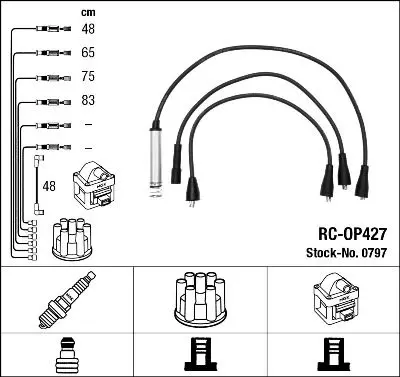 Handler.Part Ignition cable kit NGK 0797 1