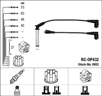 Handler.Part Ignition cable kit NGK 0802 1