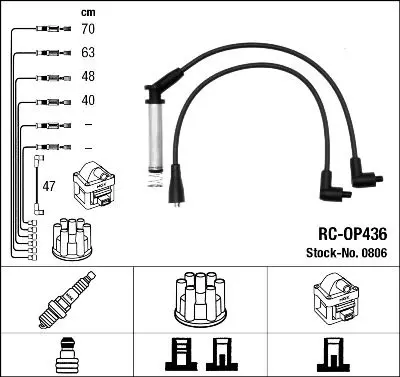 Handler.Part Ignition cable kit NGK 0806 1