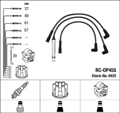 Handler.Part Ignition cable kit NGK 0825 1