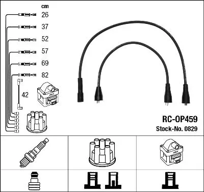 Handler.Part Ignition cable kit NGK 0829 1