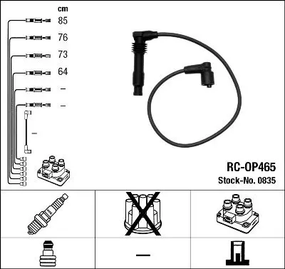 Handler.Part Ignition cable kit NGK 0835 1