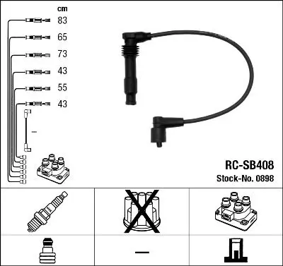 Handler.Part Ignition cable kit NGK 0898 1