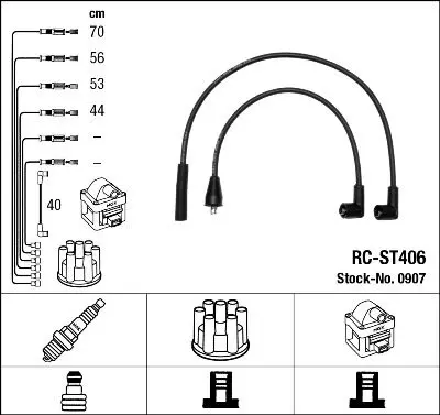 Handler.Part Ignition cable kit NGK 0907 1