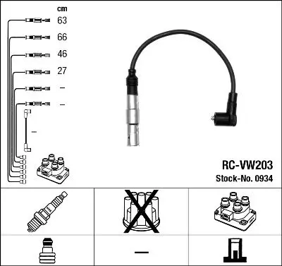 Handler.Part Ignition cable kit NGK 0934 1