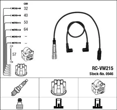 Handler.Part Ignition cable kit NGK 0946 1