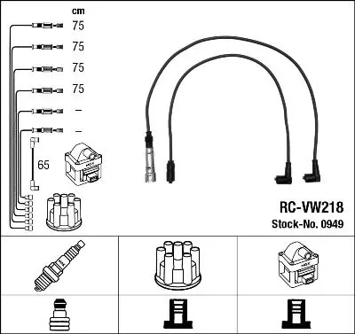 Handler.Part Ignition cable kit NGK 0949 1