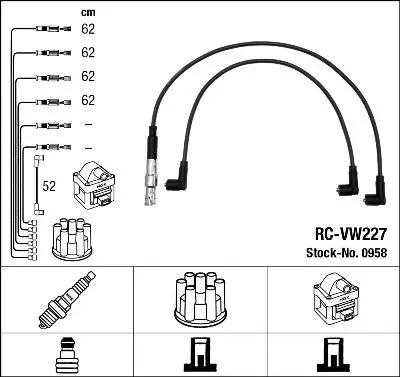 Handler.Part Ignition cable kit NGK 0958 1